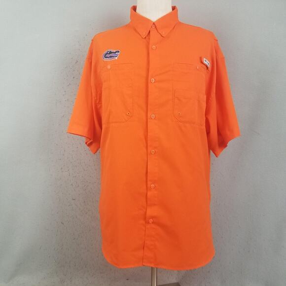 Florida Gators Shirt Mens 2XL XXL Orange NCAA Football PFG Omni Shade Button Up - Picture 1 of 15